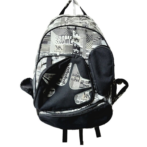 Snowboarder Backpack ROME SDS Boot Laptop Bag AOP Graphics BLK & Whi 20x13x9 VGC - Picture 1 of 15